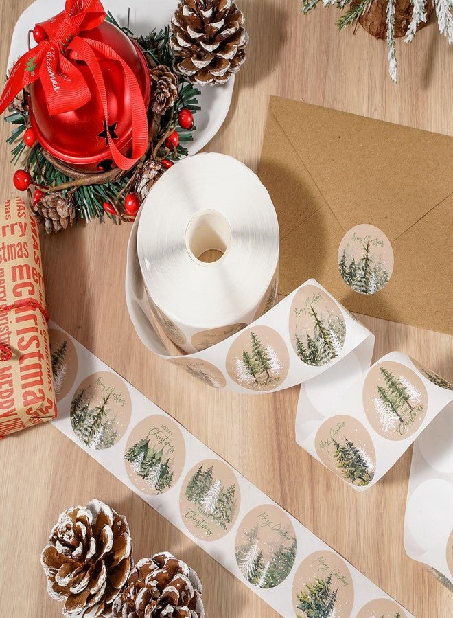 Whaline 1000 Pcs Merry Christmas Stickers Roll Snowy Pine Tree Forest Self-Adhesive Decals for Scrapbook Journal Envelope Gift Greeting Card Xmas Holiday Party Decor, 6 Designs - Image 3